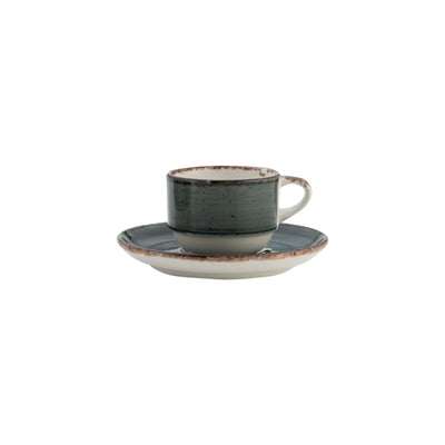 Gural Avanos Antracite Tazzina Caffè Impilabile in New Bone China 9 cl 12 Pezzi