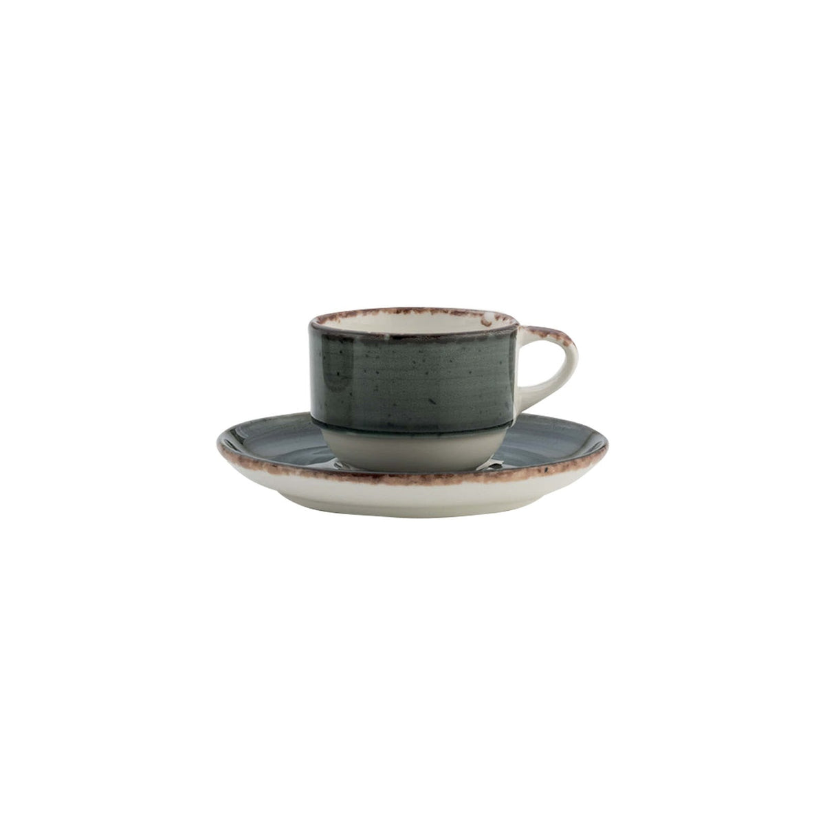 Gural Avanos Antracite Piattino per Tazzina Caffè in New Bone China Ø 12 cm 12 Pezzi