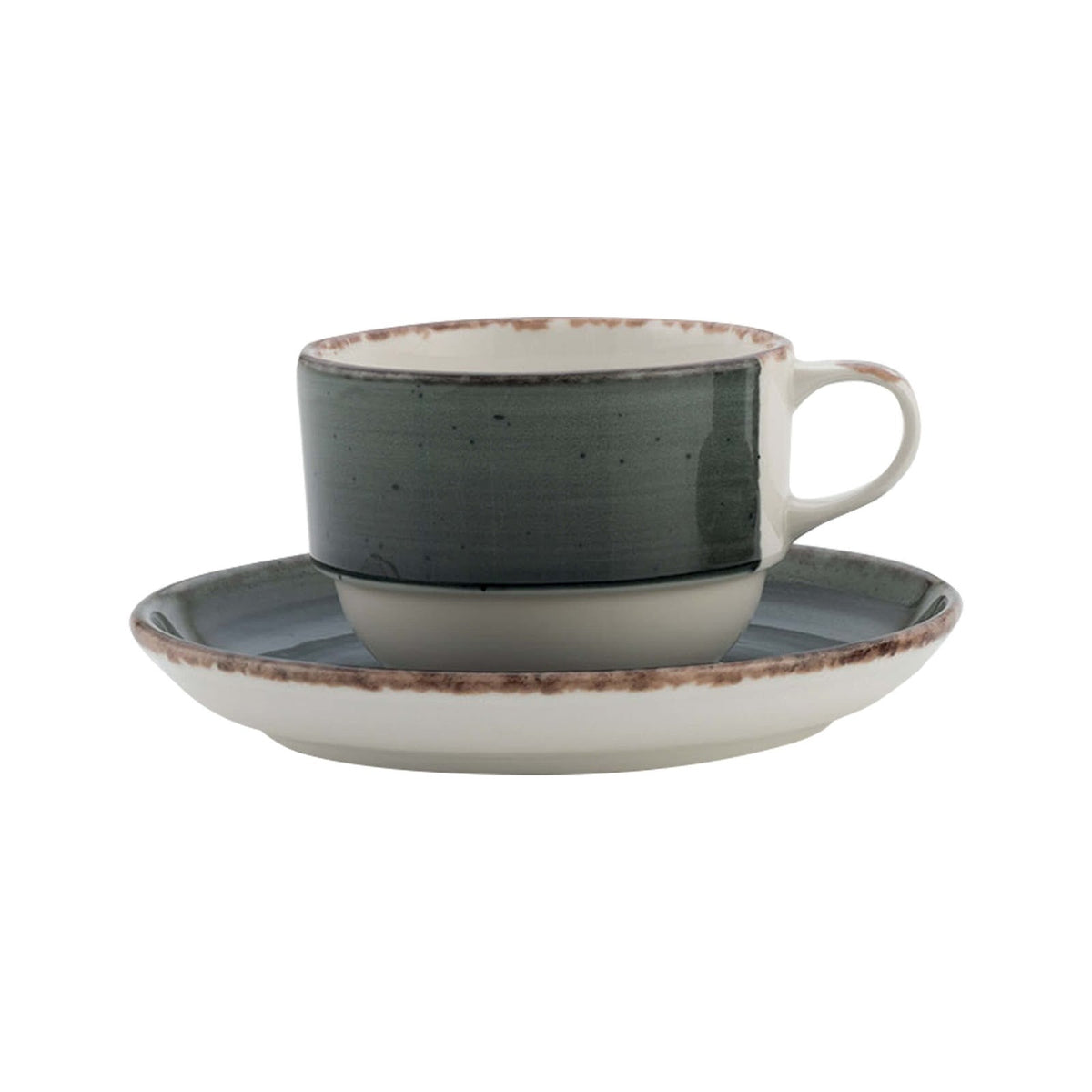 Gural Avanos Antracite Piattino per Tazza Tè in New Bone China Ø 14,8 cm 12 Pezzi