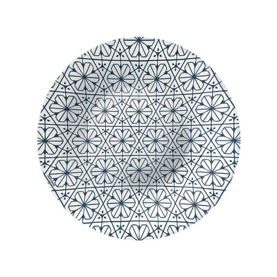 Maiolica Blue Piatto Fondo in Vetro Decorato 23 cm 6 Pezzi
