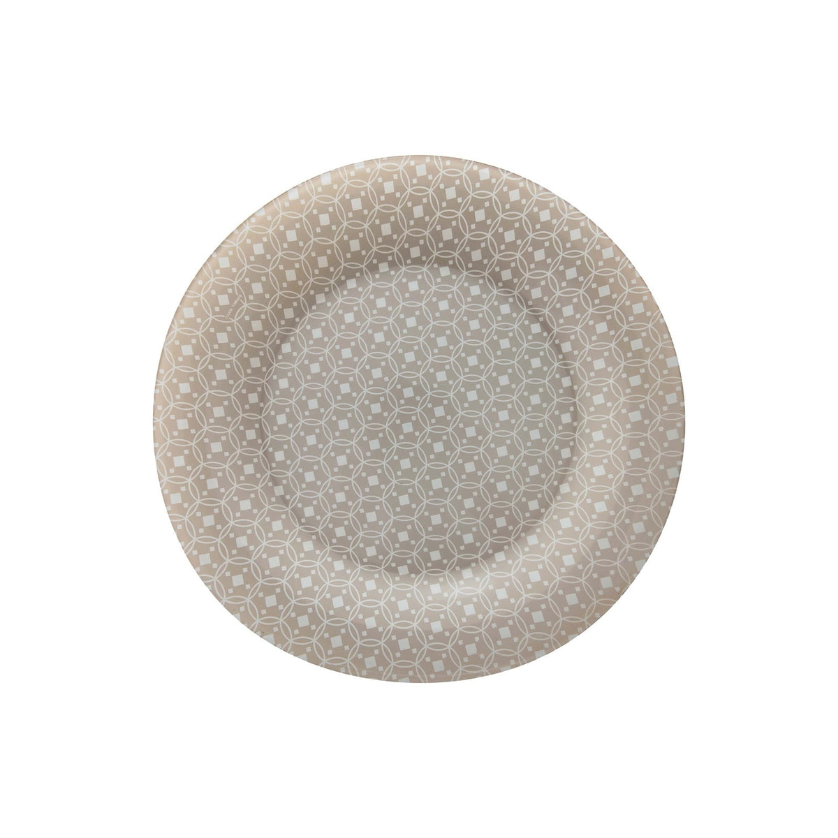 Ceramic Beige Piatto Piano in Vetro Decorato 26,8 cm 6 Pezzi