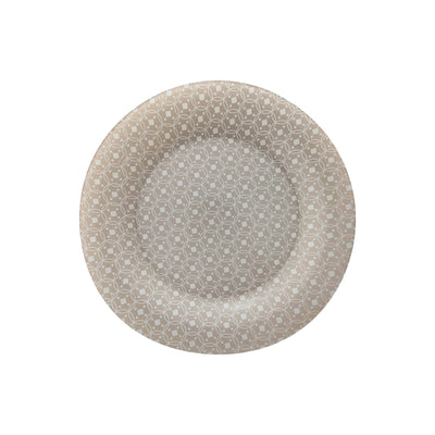 Ceramic Beige Piatto Piano in Vetro Decorato 26,8 cm 6 Pezzi