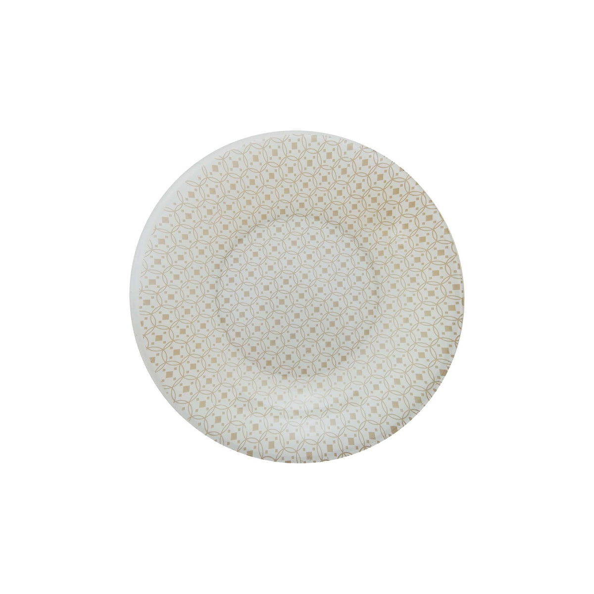 Ceramic Beige Piatto Fondo in Vetro Decorato 23 cm 6 Pezzi