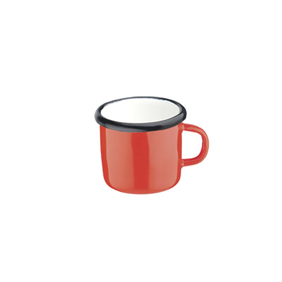 Tazza Caffè in Acciaio Smaltato Rossa Filo Nero 8 cl 6 Pezzi