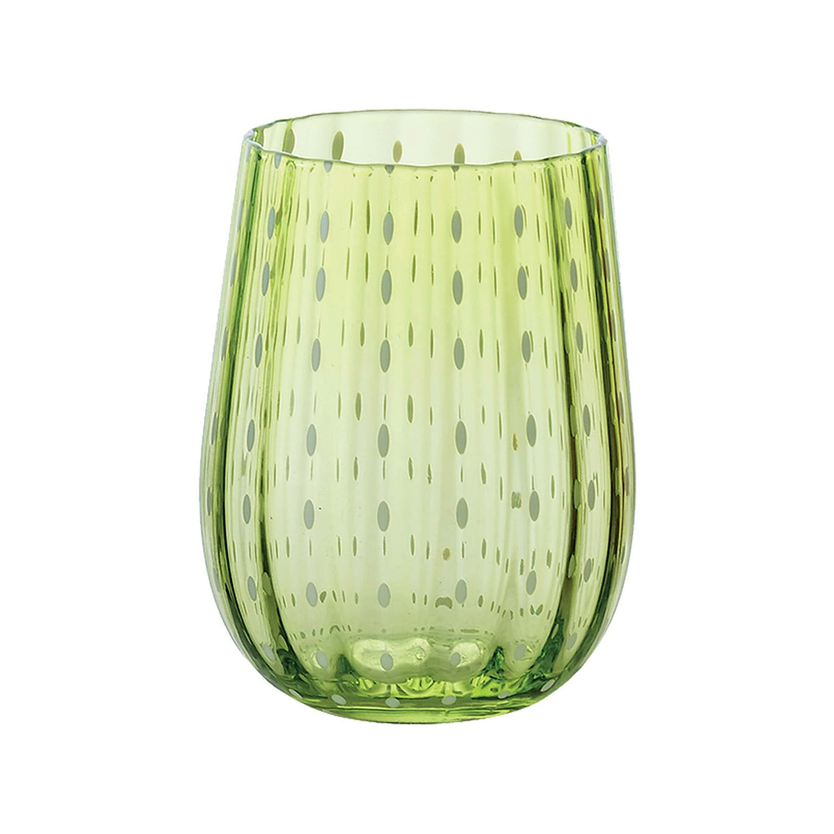 Bicchiere Acqua Gocce Vetro Soffiato Verde 40 cl 6 Pezzi