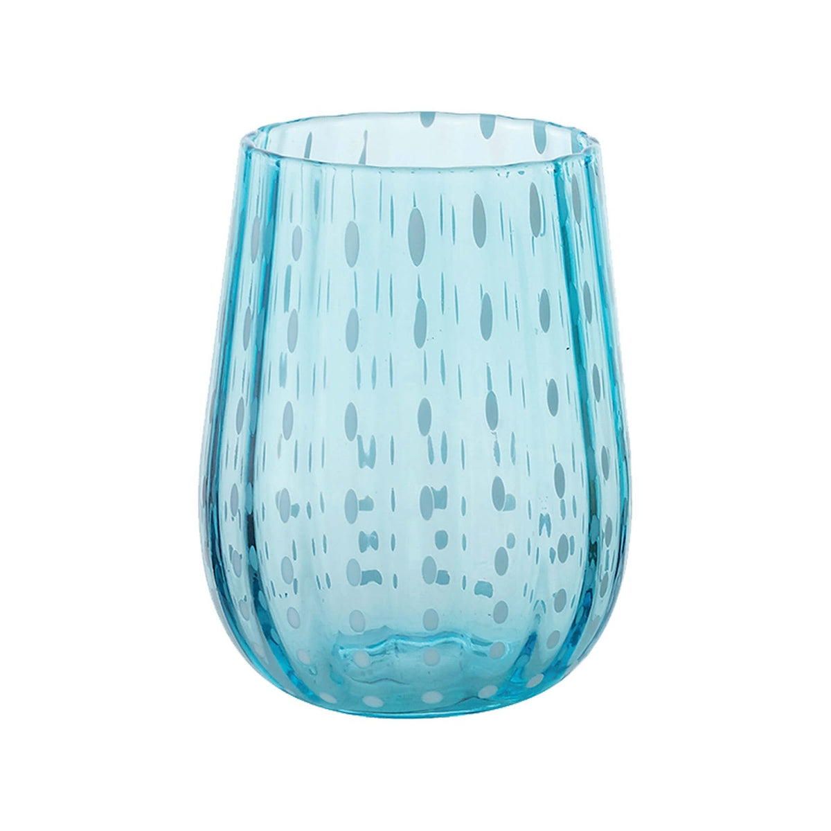 Bicchiere Acqua Gocce Vetro Soffiato Azzurro 40 cl 6 Pezzi