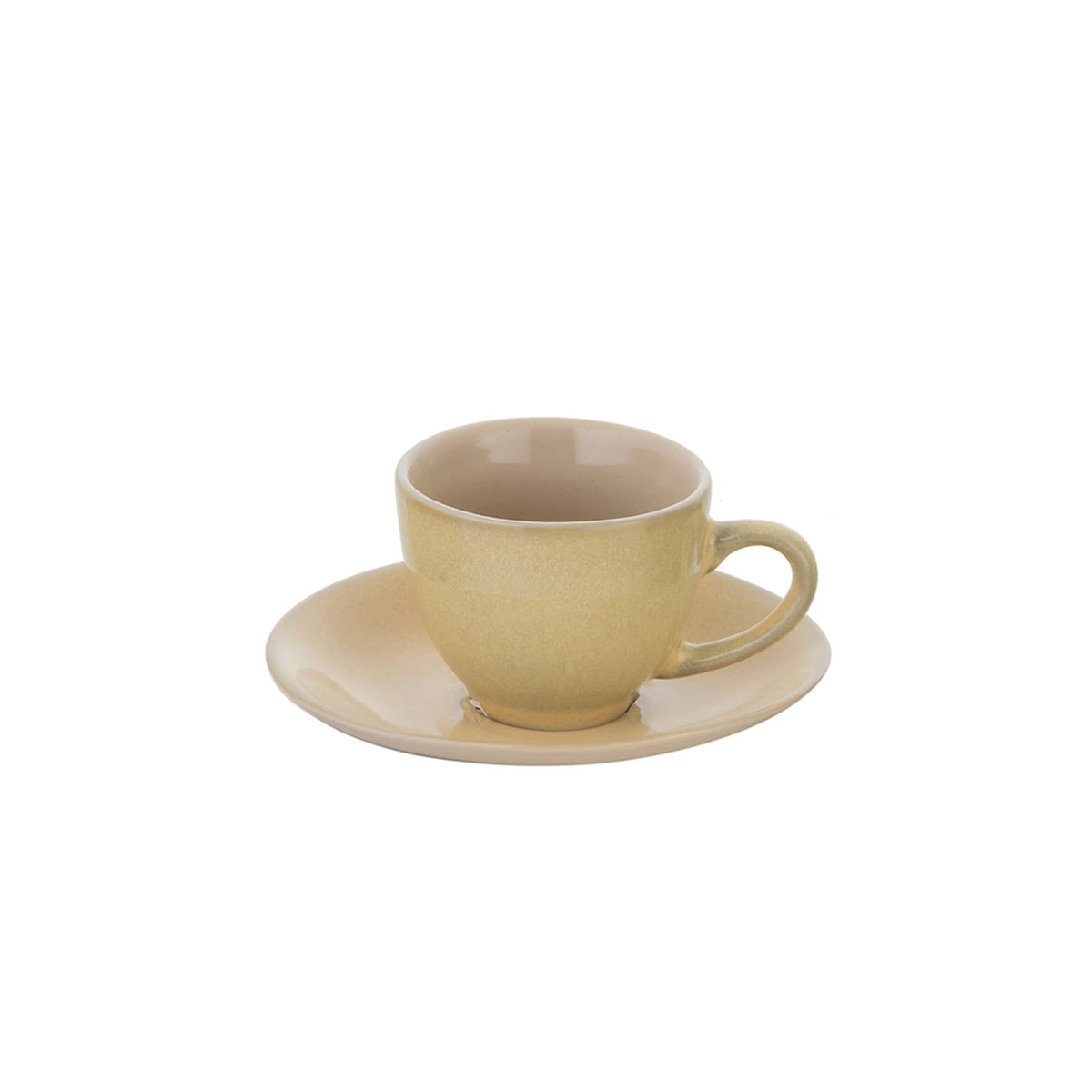Stone Rustic Tazza Caffè Gialla Senape Interno Beige 9 cl 6 Pezzi