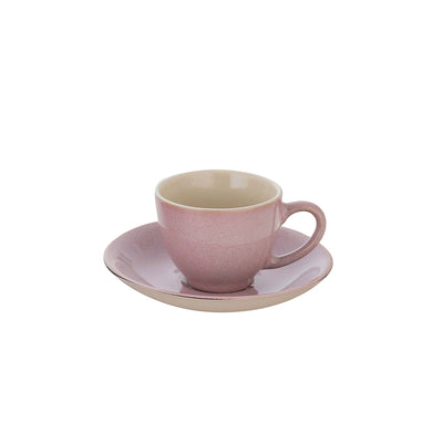 Stone Rustic Tazza Caffè Rosa Antico Interno Beige 9 cl 6 Pezzi