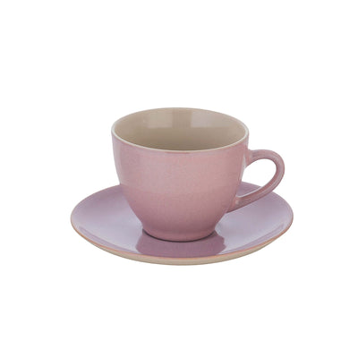 Stone Rustic Tazza Tè Rosa Antico Interno Beige 22 cl 6 Pezzi