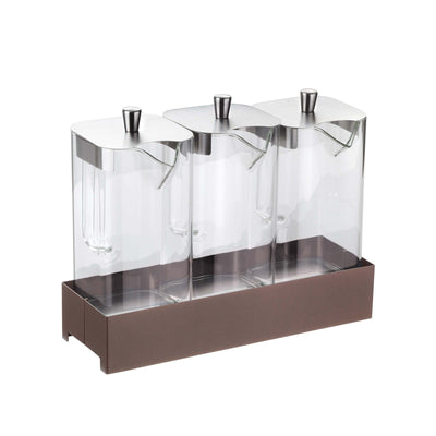 Pinti Caleido Distributore Cereali e Succhi Refrigerato Base Inox Caffè con 3 Brocche in Vetro Borosilicato 2,2 Litri