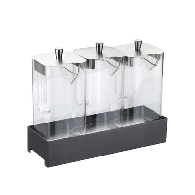 Pinti Caleido Distributore Cereali e Succhi Refrigerato Base Inox Carbone con 3 Brocche in Vetro Borosilicato 2,2 Litri