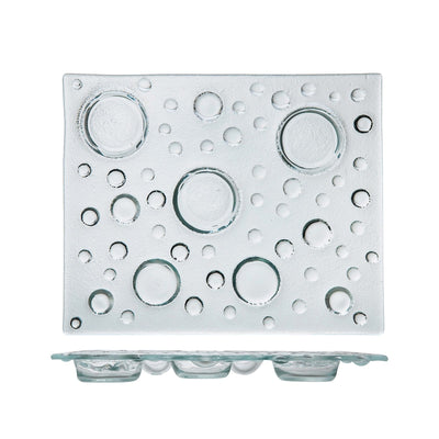 Bubble Antipastiera Rettangolare in Vetro Lavorato a Mano 32x26 cm