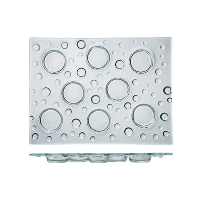 Bubble Antipastiera Rettangolare in Vetro Lavorato a Mano 40x30 cm