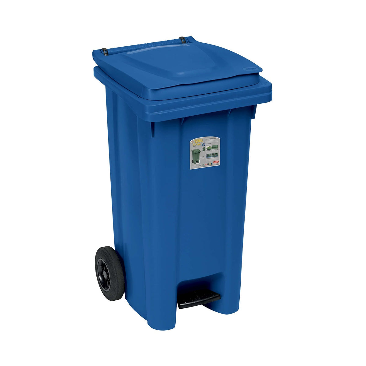 Bidone Carrellato con Pedale Blu 120 L 54,5x49,5 cm H 94 cm