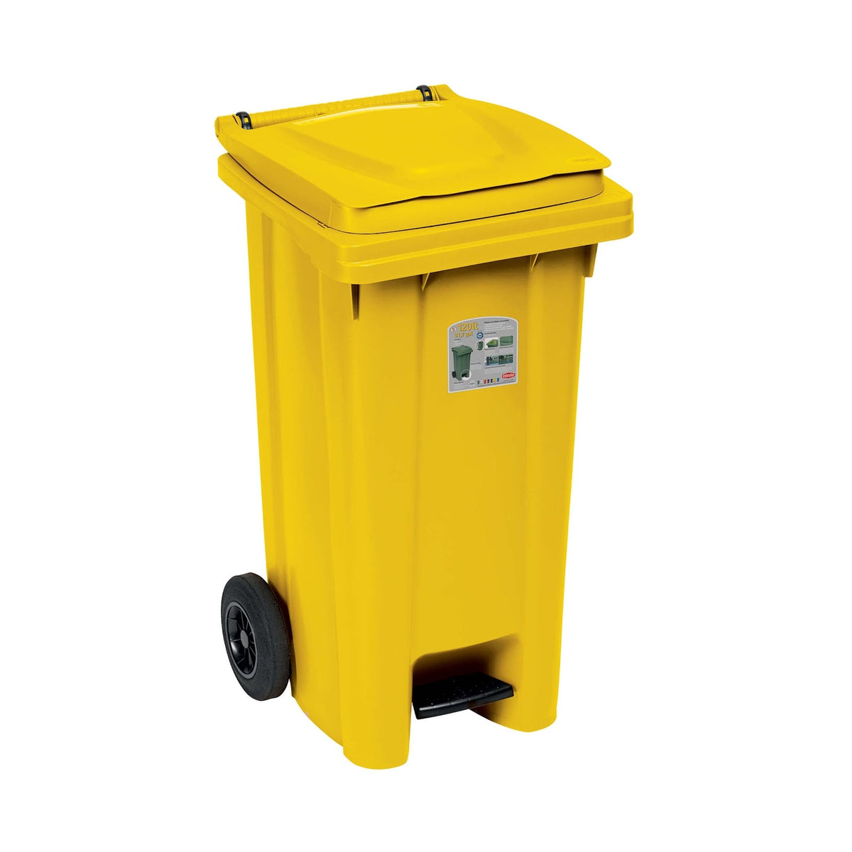 Bidone Carrellato Giallo 120 Litri per Raccolta Differenziata cm 54,5x49,5 H 94