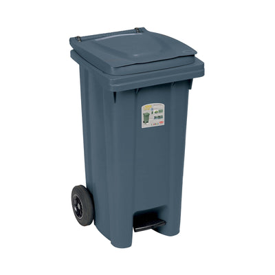 Bidone Carrellato Grigio 120 Litri per Raccolta Differenziata cm 54,5x49,5 H 94