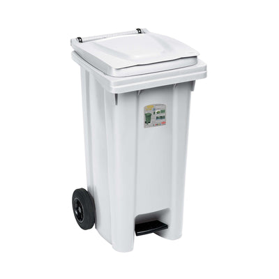 Bidone Carrellato Bianco 120 Litri per Raccolta Differenziata cm 54,5x49,5 H 94