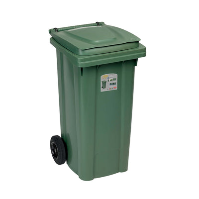 Bidone Carrellato Verde 120 Litri per Raccolta Differenziata cm 54,5x49,5 H 94