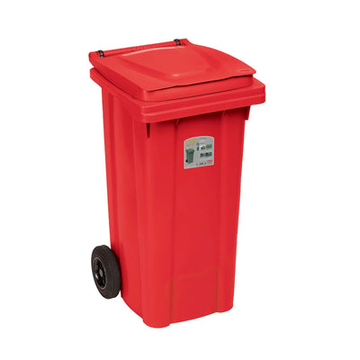 Bidone Carrellato Rosso 120 Litri per Raccolta Differenziata cm 54,5x49,5 H 94