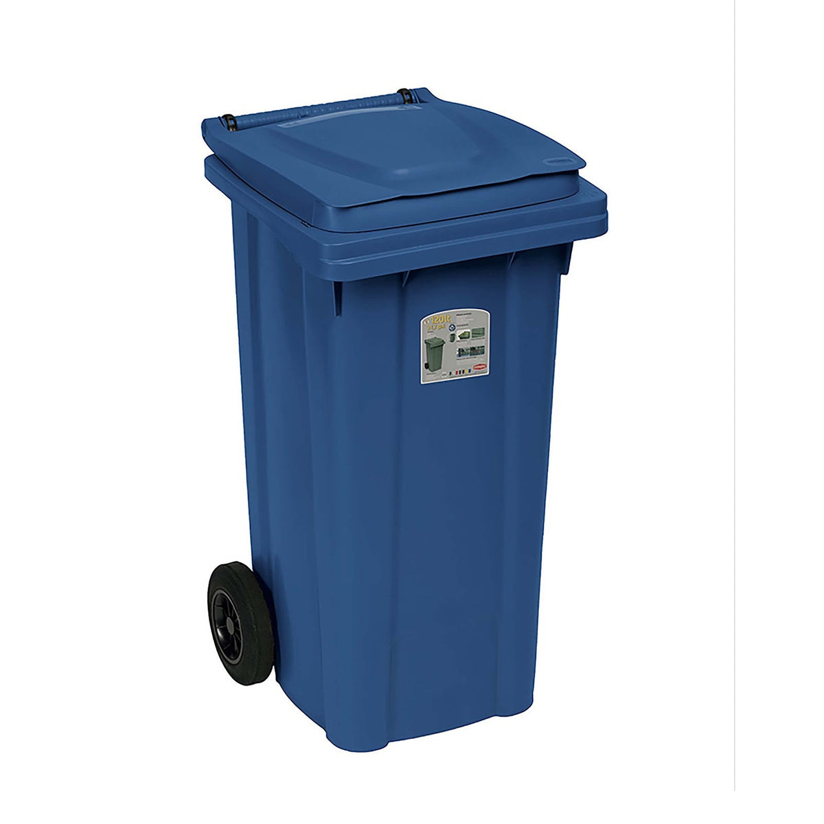 Bidone Carrellato Blu 120 Litri per Raccolta Differenziata cm 54,5x49,5 H 94
