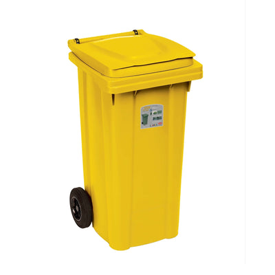 Bidone Carrellato Giallo 120 Litri per Raccolta Differenziata cm 54,5x49,5 H 94