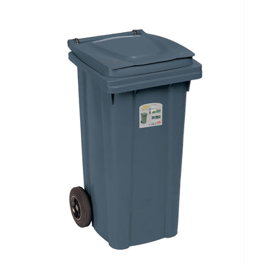 Bidone Carrellato Grigio 120 Litri per Raccolta Differenziata cm 54,5x49,5 H 94