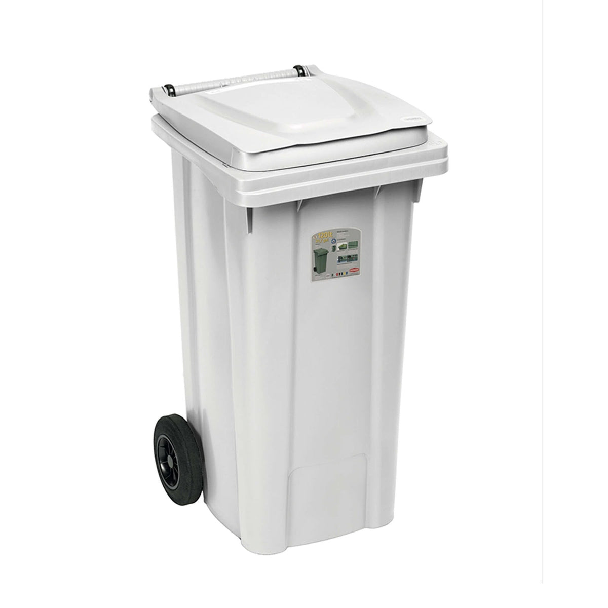 Bidone Carrellato Bianco 120 Litri per Raccolta Differenziata cm 54,5x49,5 H 94