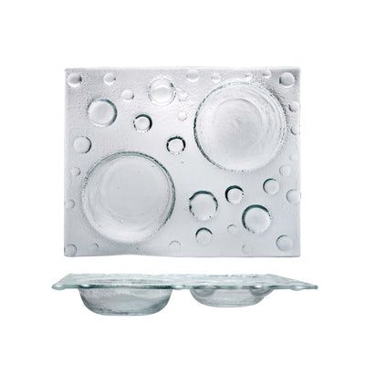 Bubble Piatto Rettangolare Vetro Lavorato a Mano 32x26 cm