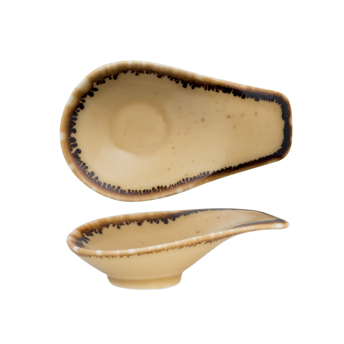 Coppetta Ovale Ocra per Finger Food 15,5x9,5 cm H 3,5 cm 3 Pezzi