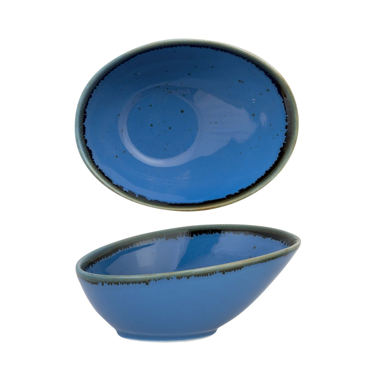 Coppetta Ovale Svasata Blu per Finger Food 13x10 cm H 5 cm 12 Pezzi
