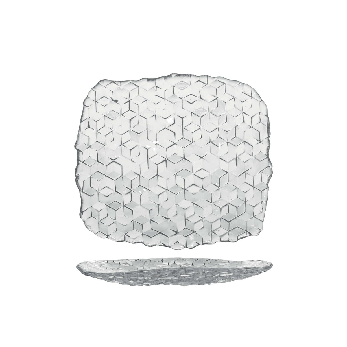 Cubik Vassoio Rettangolare in Vetro cm 19,5x17,5 6 Pezzi