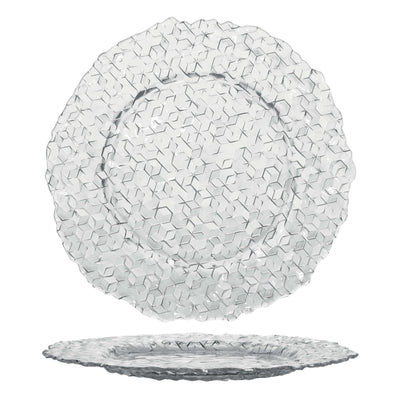 Cubik Piatto da Portata Tondo in Vetro Ø 33 cm 6 Pezzi