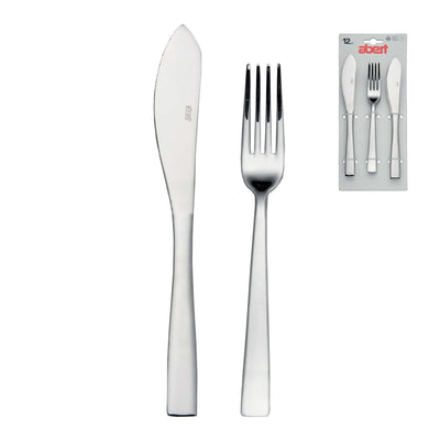 Abert Azzurra Set Posate Pizza in Acciaio Inox 18/C 12 Pezzi 6 Forchette e 6 Coltelli