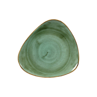 Churchill Stonecast Verde Puntinato Piatto Piano Triangolare in Ceramica Decorata a Mano 26,5 cm 12 Pezzi