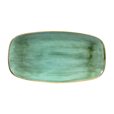 Churchill Stonecast Verde Puntinato Vassoio Rettangolare in Ceramica Decorata a Mano 35,5x18,9 cm 6 Pezzi