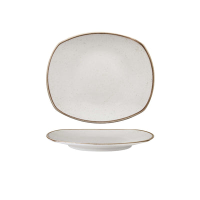 Artisan Vassoio Rettangolare Porcellana Decorata a Mano Beige 25,7x22,7 cm 12 Pezzi