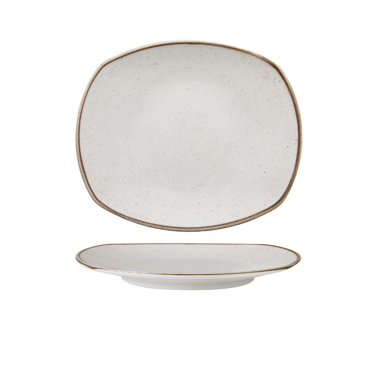 Artisan Vassoio Rettangolare Porcellana Decorata a Mano Beige 29,5x25,4 cm 12 Pezzi