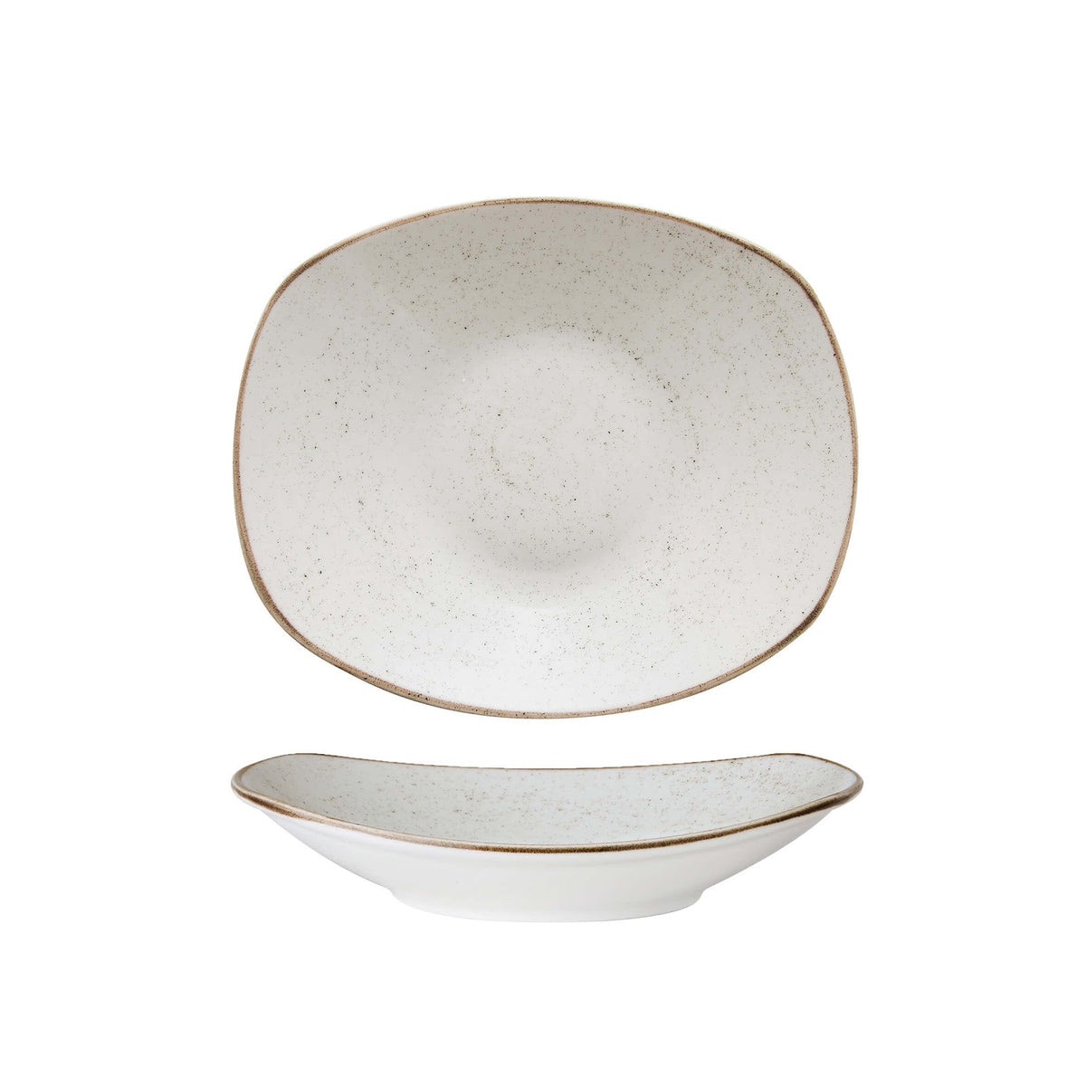 Artisan Piatto Fondo Rettangolare Porcellana Decorata a Mano Beige 28x24,5 cm 12 Pezzi