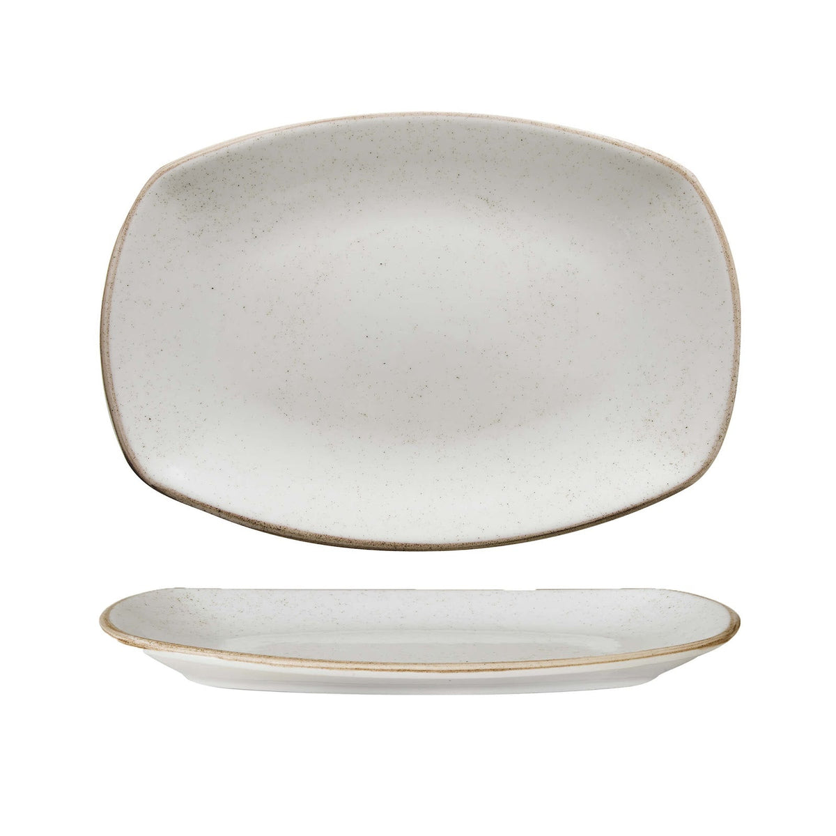 Artisan Vassoio Rettangolare Porcellana Decorata a Mano Beige 36x25,5 cm 6 Pezzi
