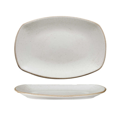 Artisan Vassoio Rettangolare Porcellana Decorata a Mano Beige 36x25,5 cm 6 Pezzi