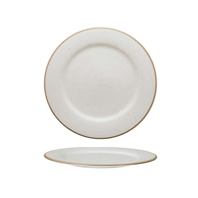 Artisan Piatto Piano Porcellana Decorata a Mano Beige Ø 27,5 cm 24 Pezzi