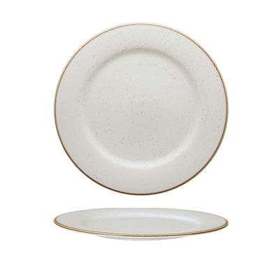 Artisan Piatto Piano Porcellana Decorata a Mano Beige Ø 31,5 cm 12 Pezzi