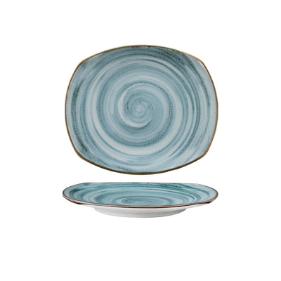 Artisan Vassoio Rettangolare Porcellana Decorata a Mano Azzurro 25,7x22,7 cm 12 Pezzi