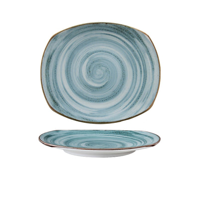 Artisan Vassoio Rettangolare Porcellana Decorata a Mano Azzurro 29,5x25,4 cm 12 Pezzi