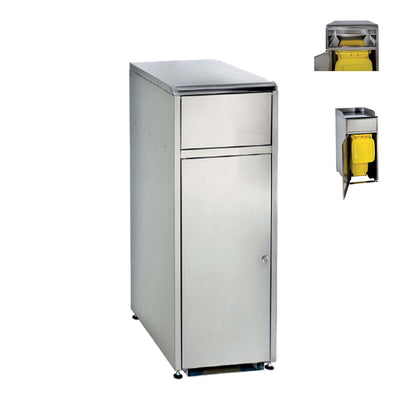 Contenitore Svuotavassoi Inox con Coperchio Basculante 110 Litri