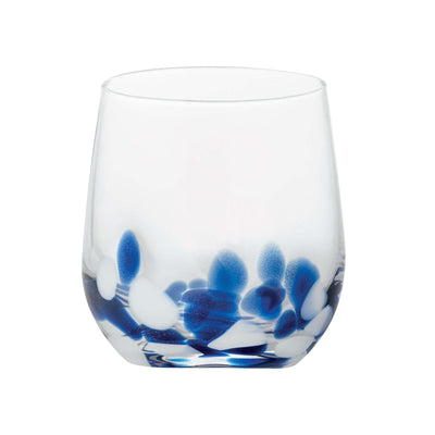 Bicchiere Acqua Glitter Decorato Blu e Bianco 40 cl 6 Pezzi