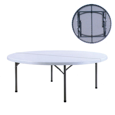 Tavolo Catering Tondo Pieghevole Diametro 180 cm H 74 Piano in 2 Pezzi