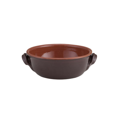 Eco Tegame 2 Manici Coccio da Fuoco Marrone Bicolore 13 cm H 6,4