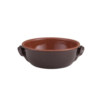 Eco Tegame 2 Manici Coccio da Fuoco Marrone Bicolore 15 cm H 5,5