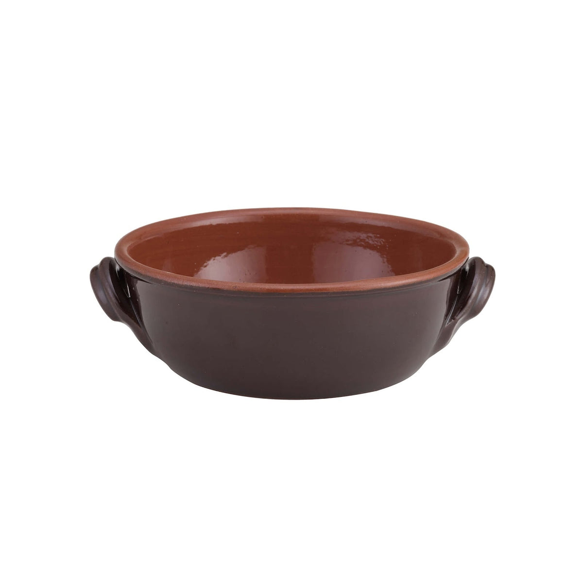 Eco Tegame 2 Manici Coccio da Fuoco Marrone Bicolore 18 cm H 6,4